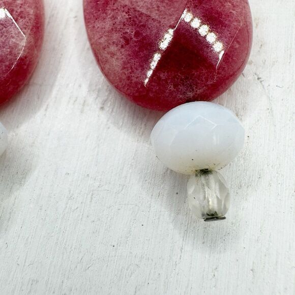 sterling silver pink rhodochrosite Faceted Stone Large Dangle Earrings - Picture 7 of 8